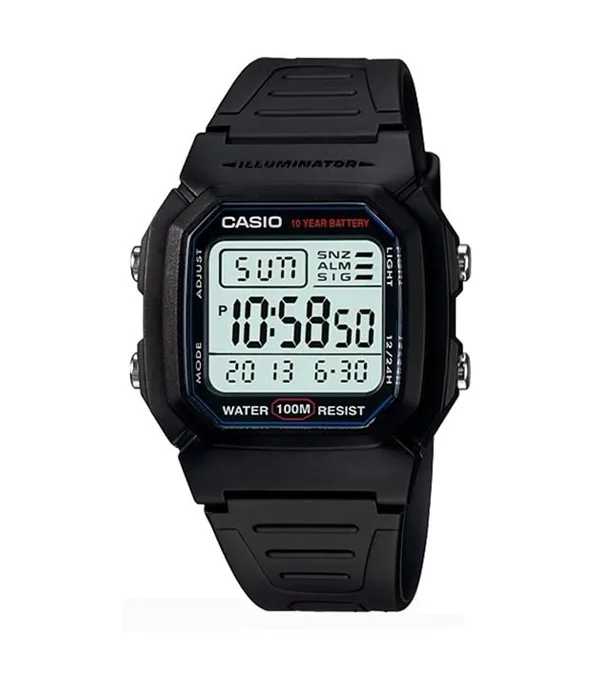 Casio Men's Digital Watch W-800H-1AVDF – 100M Water Resistant, LED Backlight, Long Battery Life