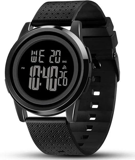 Men’s Ultra-Thin Digital Sports Watch – Waterproof Stainless Steel Fashion Wristwatch